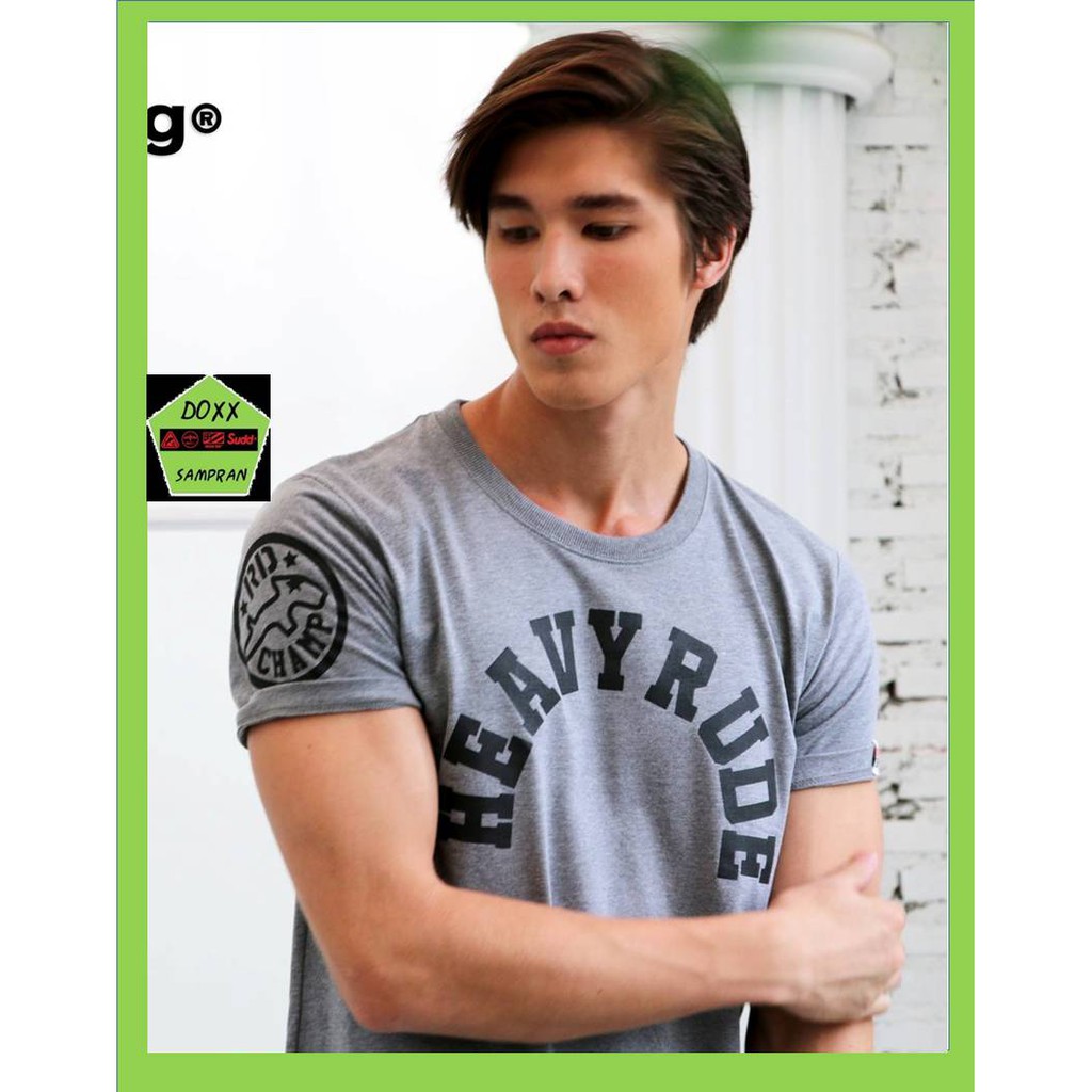 rudedog เสื้อคอกลม ชาย หญิง   รุ่น Heavy สีเทาอ่อน