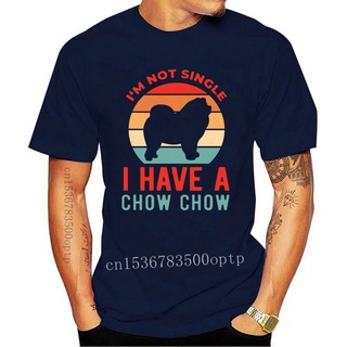 เสื้อยืดแขนสั้น ผ้าฝ้าย พิมพ์ลาย Chow Dad Christmas I Am Not Single โอเวอร์ไซซ์ สําหรับผู้ชายS-5XL