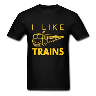 เสื้อยืดผ้าฝ้าย 100% พิมพ์ลาย I Like Trains Hipster ทรงสลิม สําหรับผู้ชาย และผู้หญิง คู่รักSize S-5XL