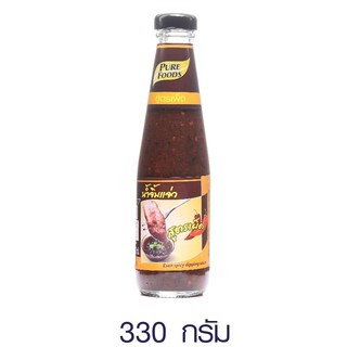 น้ำจิ้ม แจ่ว สูตรเผ็ด ขวดแก้ว ขนาด 330G ตราเพียวฟู้ดส์ เก็บได้ 1 ปี อร่อยแซ่บ กินกับอะไรก็เข้ากัน