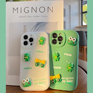 เคสโทรศัพท์มือถือ ซิลิโคนนุ่ม กันรอยกล้อง ลายกบ 3D สําหรับ iPhone 13 Pro max 13Pro 13 Mini 12Pro max 12 Pro 11Pro max 11 XS XR XSMAX 7G 8G SE2020 7 Plus 8Plus