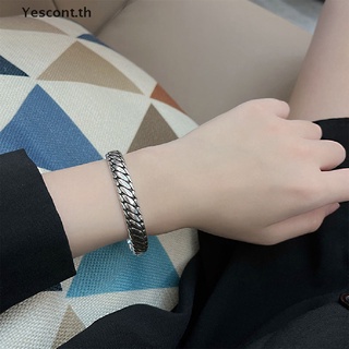 Yescont สร้อยข้อมือ กําไลข้อมือแฟชั่น แนวฮิปฮอป แนวโรแมนติก ทรงวงรี กว้าง แนวเรโทร เรียบง่าย ของขวัญวันวาเลน สําหรับเด็กผู้หญิง