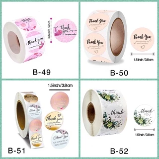 สติ๊กเกอร์Thank you ขนาดใหญ่ ขนาด 1.5 นิ้ว(3.8 ซม) 500 ดวง/ม้วนพร้อมส่ง(ซื้อครบ10ม้วนแถมม้วนใหญ่1.5นิ้ว 1ม้วน)