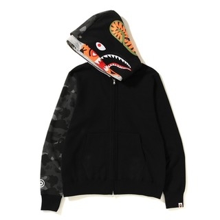 BAPE new double head tiger shark sweater black camouflage half sleeve