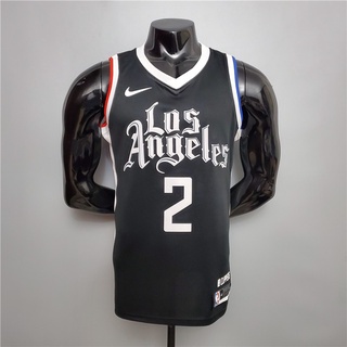 เสื้อกีฬาบาสเก็ตบอล Leonard #เสื้อกีฬาบาสเก็ตบอลแขนกุด ลายทีม Los Angeles Clippers No.2 สีดํา สําหรับผู้ชาย 2 ชิ้น