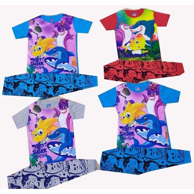Baby SHARK Pyjamas ชุดเด็กชุดนอนเด็กผ้าฝ้ายชุดนอนเสื้อ+กางเกง/ชุด