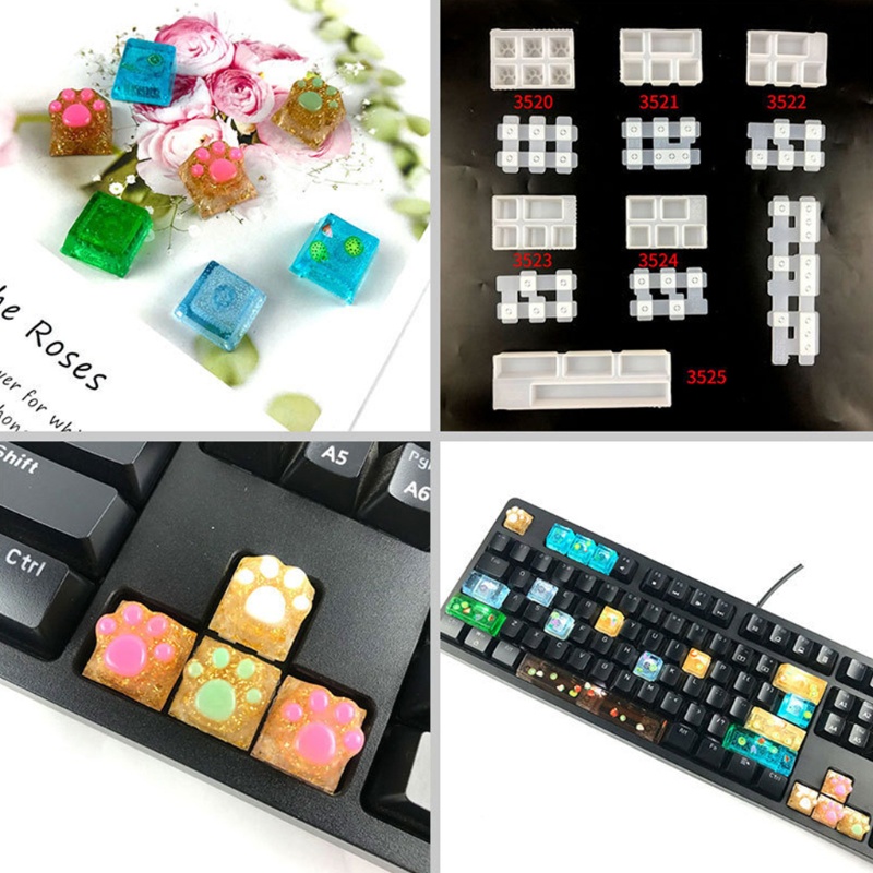 time* Silicone Mechanical Keyboard Key Cap DIY Clay Epoxy Resin Mould Mold Keycaps Epoxy Resin Casting Molds Cute Cat's Paw