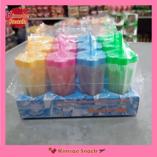 CC Stick mix fruit ลูกอมแท่งรวมรสผลไม้ ตราซีซี สติ๊ก (ขวดรูปดอกไม้) ขนาด 15 กรัม บรรจุ 12 ชิ้น