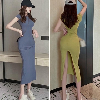 ชุดเดรส Mid Dress คอกลมเซ็กซี่
