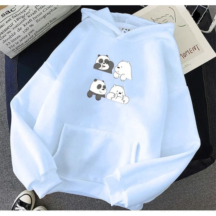 Necabela We Bare Bears Baby Panda เสื้อแจ็คเก็ตมีฮู้ดน่ารัก สีฟ้าอ่อน