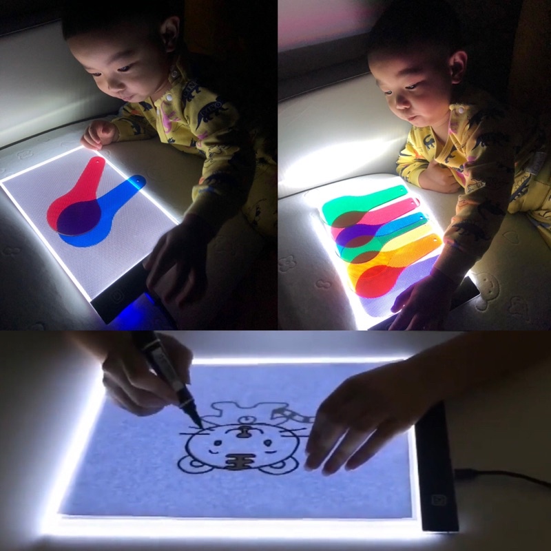 Sensory play แผ่นกระดานหัดลอกลายหรือใช้เรียนรู้กับวัตถุโปร่งแสง (พร้อมส่งจากไทย...ส่งไวค่ะ )