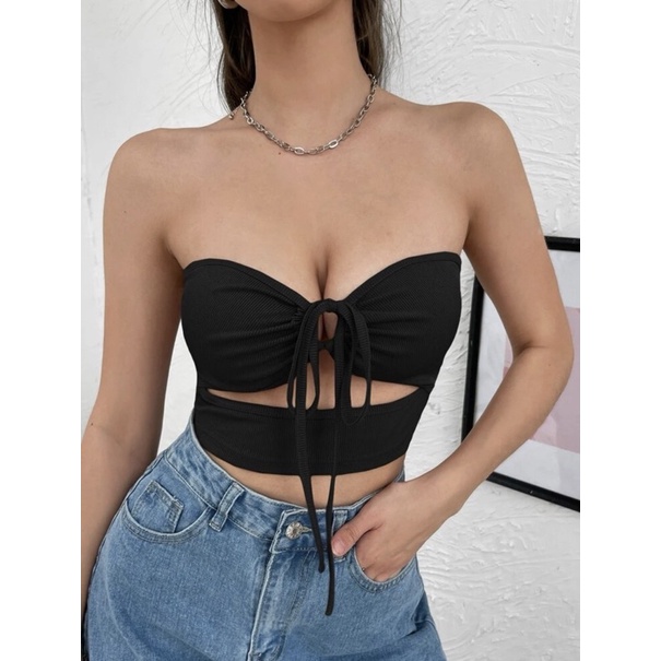 เสื้อเกาะอก ผูกคอ 2in1