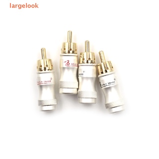 [largelook] 4pcs Goldplated RCA Male Plug HIFI Audio Cable Audio Video Connector Adapter