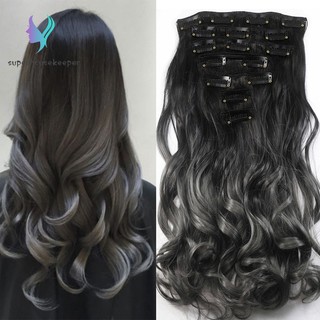 curlywavyhair 20\ แฮร์พีซผมลอนยาว แบบไล่สี 7 ชิ้น / เซ็ต