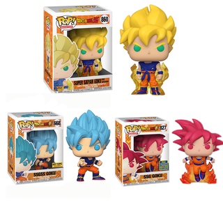 FUNKO โมเดลฟิกเกอร์ Dragon Ball`Son Goku Super Saiyan God สีฟ้าของเล่นสําหรับเด็ก