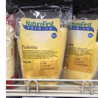 Nature First Polenta 500g ทำโดยการบดข้าวโพดเป็นแป้งหรืออาหาร พร้อมส่ง