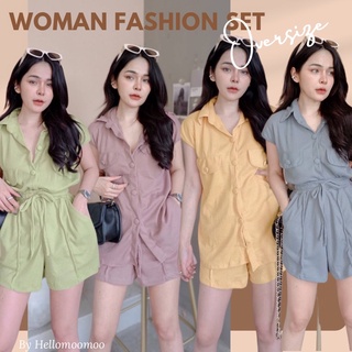 ชุดเซ็ท2ชิ้น🌈เสื้อคอปกแขนกุดกระดุมหน้า+กางเกงขาสั้น