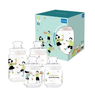 Homehapp ขวดโหล OCEANGLASS รุ่น STORAGE JAR SET (ชุด 4 ชิ้น) ขนาด 500 / 750 มล. สีใส - เขียว