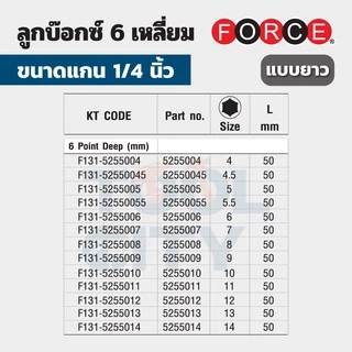 52550045 ลูกบ๊อกซ์ 6PT.50MM1/4"เบอร์ 4.5
