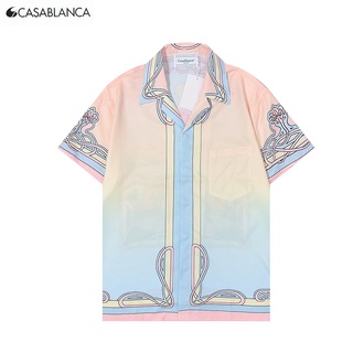 พร้อมส่ง ใหม่ Casa--blanca เสื้อโปโล แขนสั้น พิมพ์ลายเมืองริมทะเล สําหรับผู้ชาย และผู้หญิง