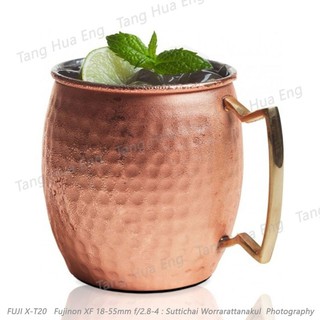 แก้วมักมอสโควมูลล์ ลายค้อนทุบ สเตนเลส เคลือบผิวทองแดง / สีดำ 16 ออนซ์ ( Moscow Mule Hammered Mug )