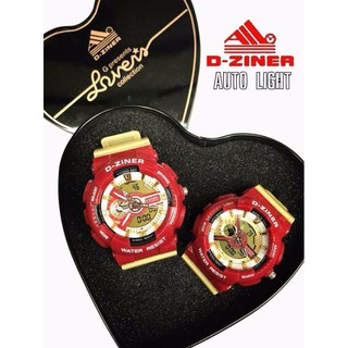 นาฬิกา D-Ziner Collection คู่รัก สไตล์ G-shock ,Baby G ของแท้ กันน้ำได้ มีไฟออโต้ไลท์ (ได้นาฬิกา 2 เรือน)