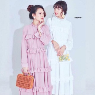 **แชทถามก่อนสั่งนะคะ**TW8394    Maxi Dress แม็กซี่เดรสแขนยาว ผ้าชีฟอง งานแต่งระบายชั้นๆ งานสวย ออกแนวสาวหวาน