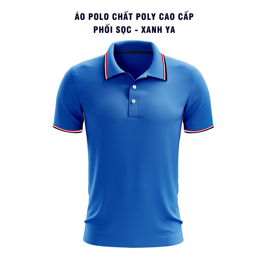 STRIPED POLY POLO SHIRT - YA BT8 BLUE