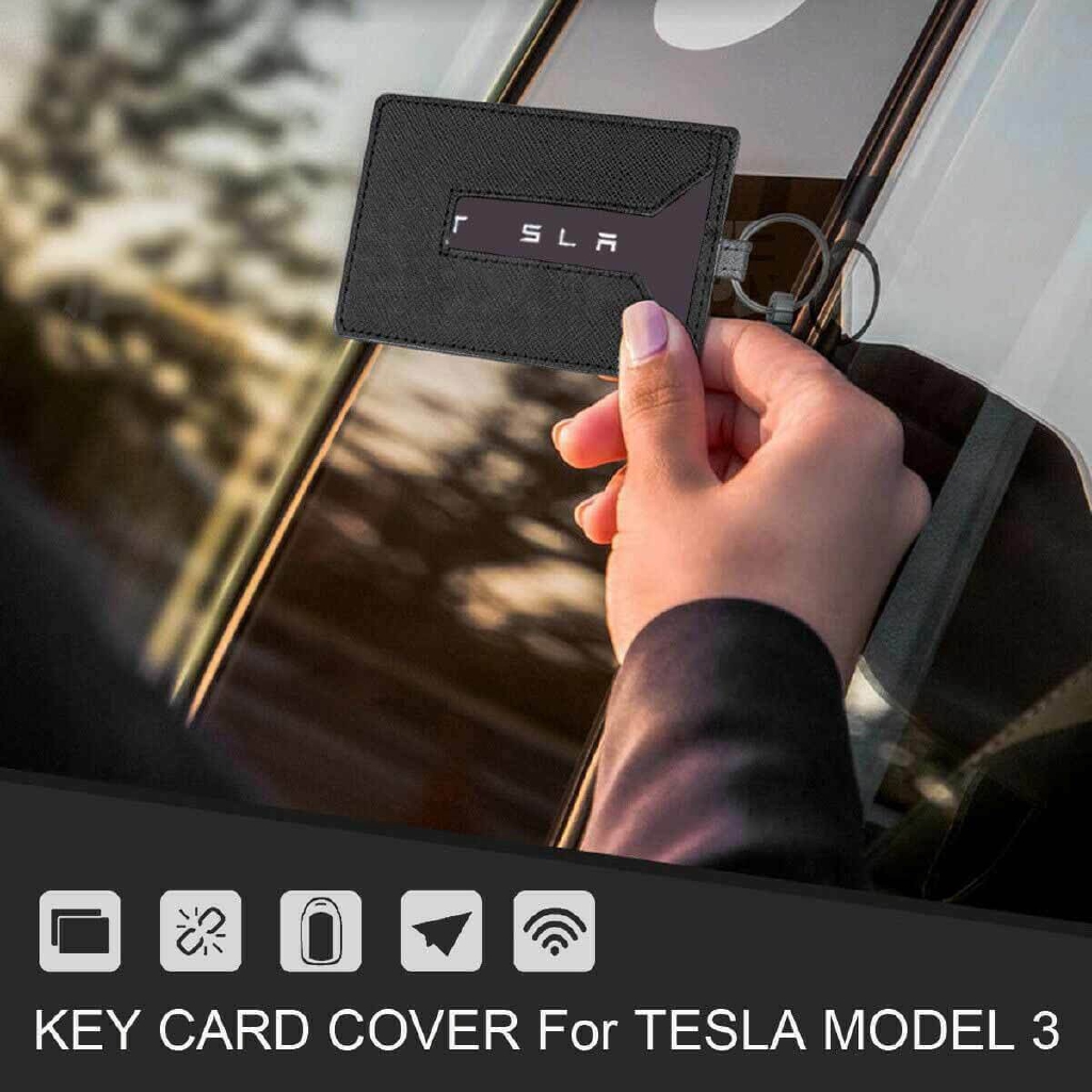 2Pack black Model Y Silicone Key Chain Key Card Holder for Tesla Model 3 