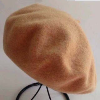 Wool beret beanie hat (golden brown)