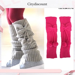 &lt;CITYDISCOUNT&gt; ถุงเท้าบูท ผ้าถัก ประดับโบว์ ให้ความอบอุ่น สีพื้น แฟชั่นฤดูใบไม้ร่วง และฤดูหนาว