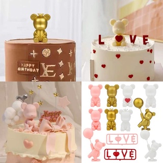 พร้อมส่ง ป้ายท็อปเปอร์ รูปหมี Confession Love birthday สําหรับตกแต่งเค้กวาเลนไทน์