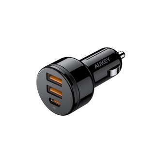 AUKEY USB C Car Charger 36W 3-Port Fast Car Charger with 18W PD 3.0 (Black) (CEP-001073)