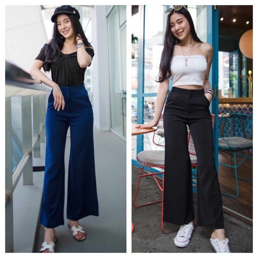 Pbpants พร้อมส่ง-Wide Leg Trousers กางเกงขาบานมาก ยาว 38.5"