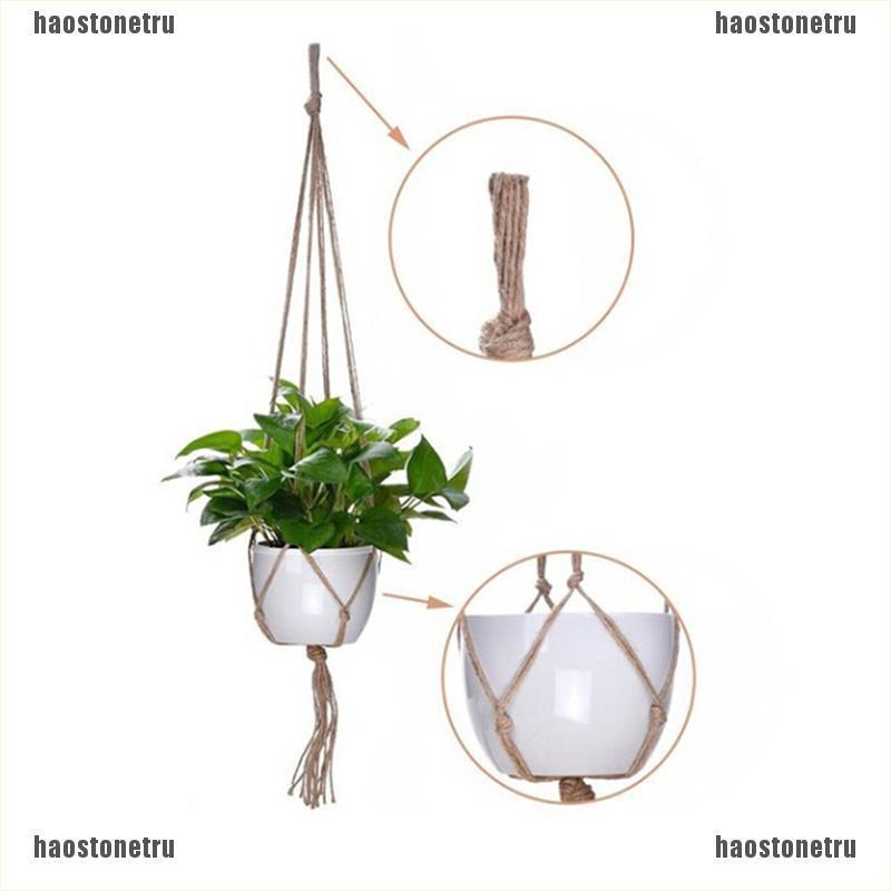 (etru)Hemp Rope New Braided Hanger Pot Green Plant Hanging Rope Basket