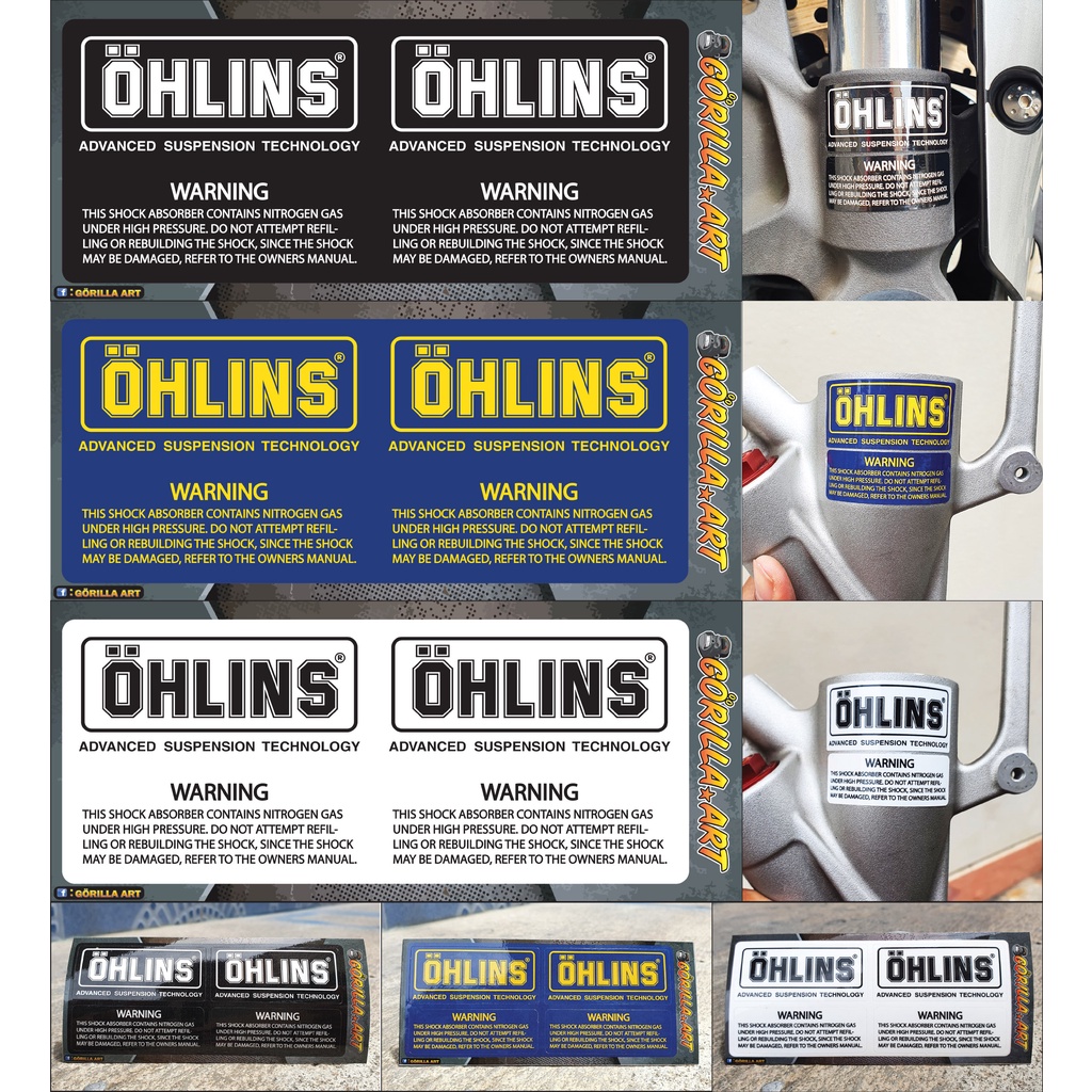สติ๊กเกอร์ติด โช๊ค Ohlins ADVANCED SUSPENSION TECHNOLOGY Sticker เกรดพรีเมี่ยม