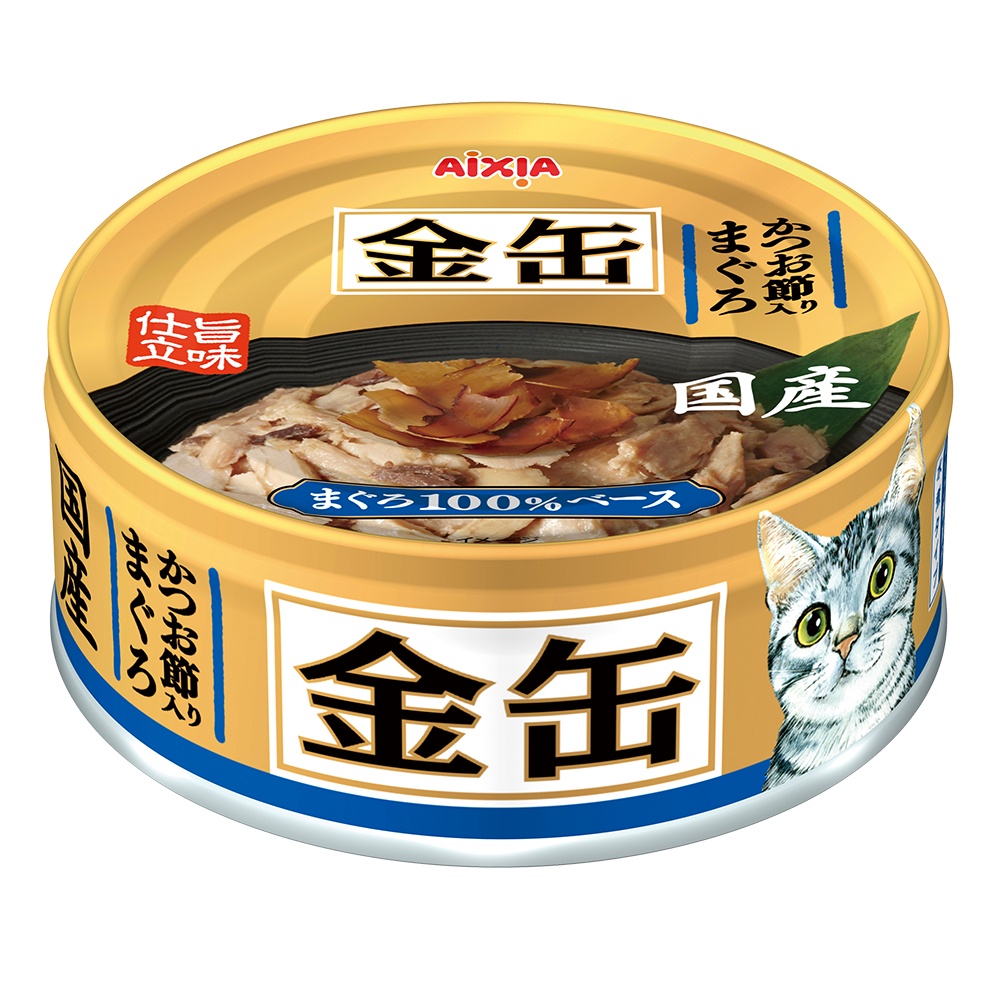 AIXIA อาหารเปียก คิน-แคน ปลาทูน่า กับเนื้อปลาสคิพแจ็คทูน่าแห้ง 70 กรัม