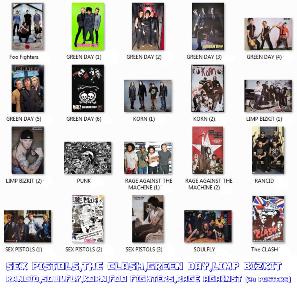 โปสเตอร์ รูปภาพ วงดนตรี SEX PISTOLS,The CLASH,GREEN DAY,LIMP BIZKIT,RANCID,SOULFLY,KORN,FOO FIGHTERS
