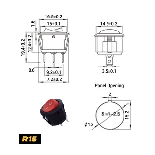 สวิตช์กลม 220V (เปิด/ปิด) มีไฟ 3ขา(ON/OFF/ON) 6A 250VAC ขนาด 20 มม. KCD1 Round Rocker Sw 2P 3P สวิตช์ switch
