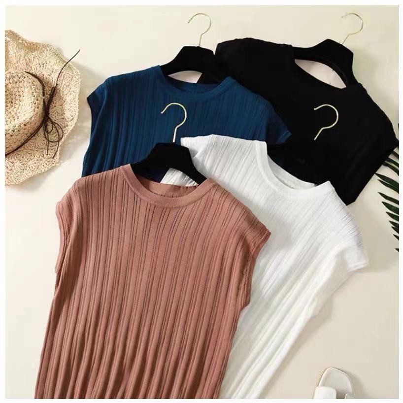 เสื้อแขนกุดผู้หญิงจัดส่งจากประเทศไทยคอกลมฟรีไซส์