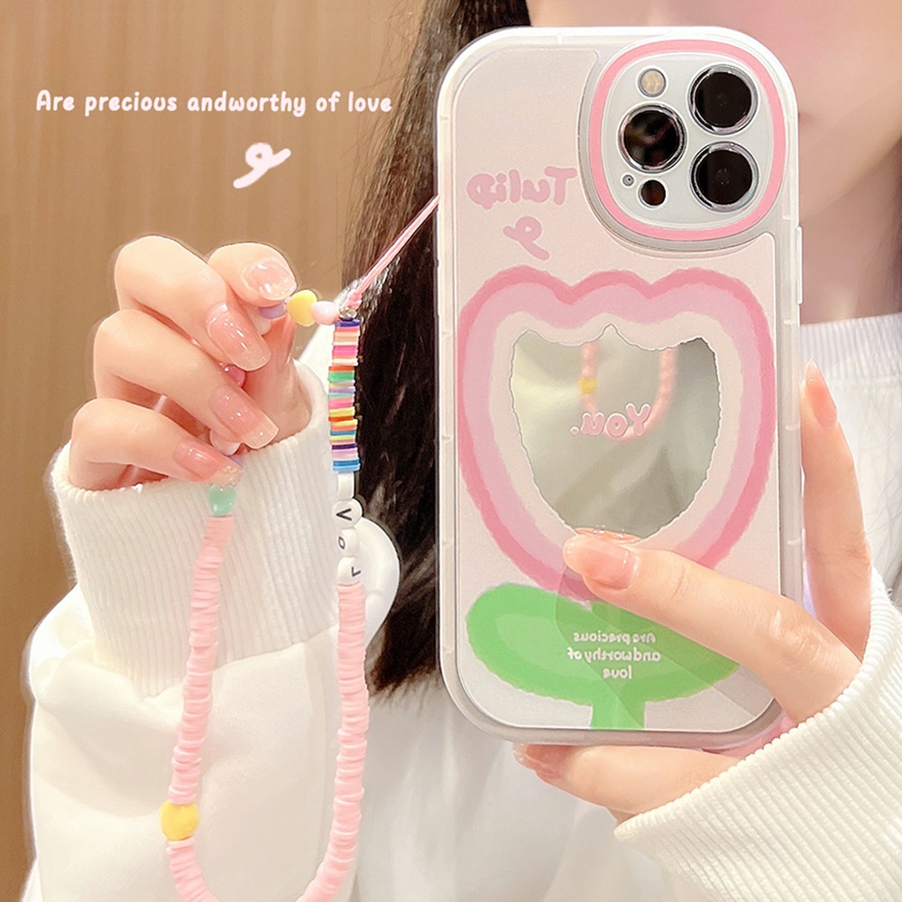 เคสโทรศัพท์มือถือ พร้อมกระจก และสายโซ่คล้อง สําหรับ for iPhone 14 7 8 Plus + XS XR Max SE 11 12 13 14 Pro Max mini TPU Case-Dinuo Case-III/TX