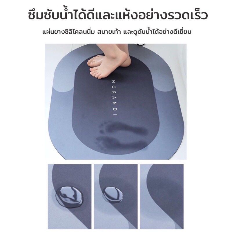 พรมเช็ดเท้าอะตอม มีกันลื่น ซับน้ำดี แห้งเร็ว ขนาด40×60cm.พรมปูพื้น