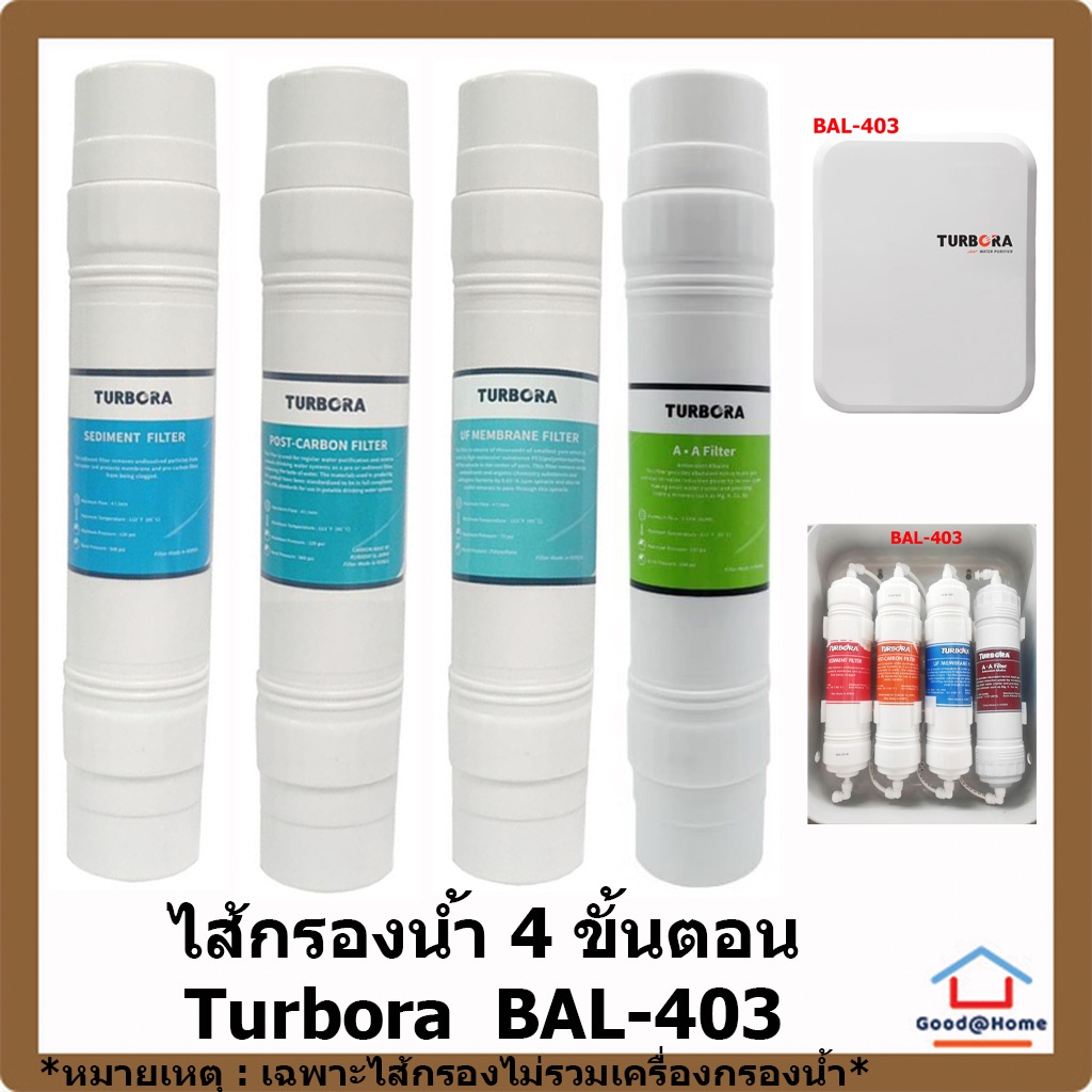 ชุดรวม ไส้กรอง Turbora สำหรับเครื่องกรองน้ำดื่ม Turbora BAL-403 Water Filter Water Purifier ไส้กรองน้ำ เครื่องกรองน้ำ