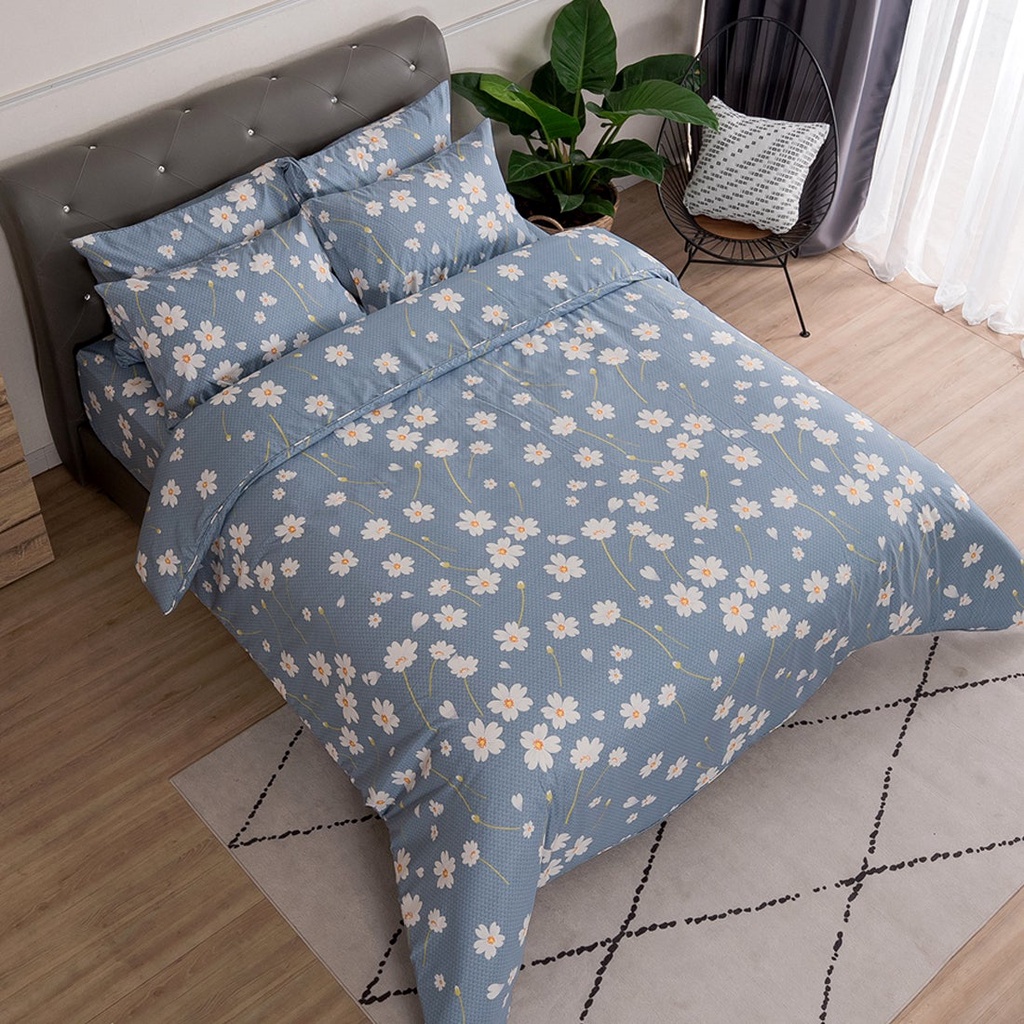 SB Design Square Lucky ชุดผ้าปูที่นอนพร้อมผ้านวม Micro Touch Flower Style Collection ขนาด 3.5 ฟุต ลาย MD 021