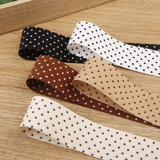 พร้อมส่ง ริบบิ้นผ้า ลายจุด ขนาด 2.5 และ 3.5 ซม.