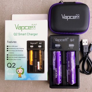 Vapcell เครื่องชาร์จQ2+ถ่าน18650 สีม่วง3000mAh 3.7V 2ก้อน ของแท้