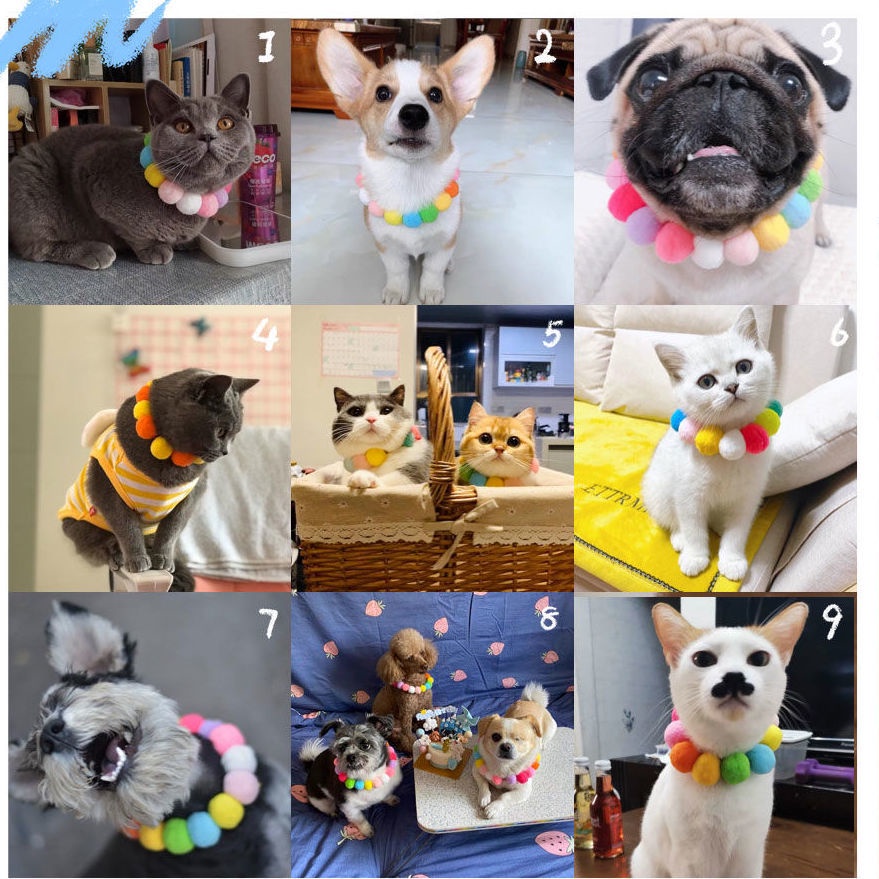 ปลอกคอสัตว์เลี้ยง????สีแมว fur ball collar dog fur ball ปลอกคอคริสต์มาส