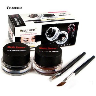 2 ชิ้น / เซ็ท Brown Eye Liner Gel ครีมเครื่องสำอางค์แต่งหน้าเครื่องสำอางค์แปรง +