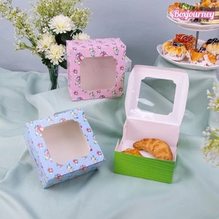 Boxjourney กล่องสแน็ค (กล่องเค้กครึ่งปอนด์) สีขาว/คราฟท์/พิมพ์ลาย (20 ใบ/แพ็ค) จัดเบรค กล่องใส่ขนม