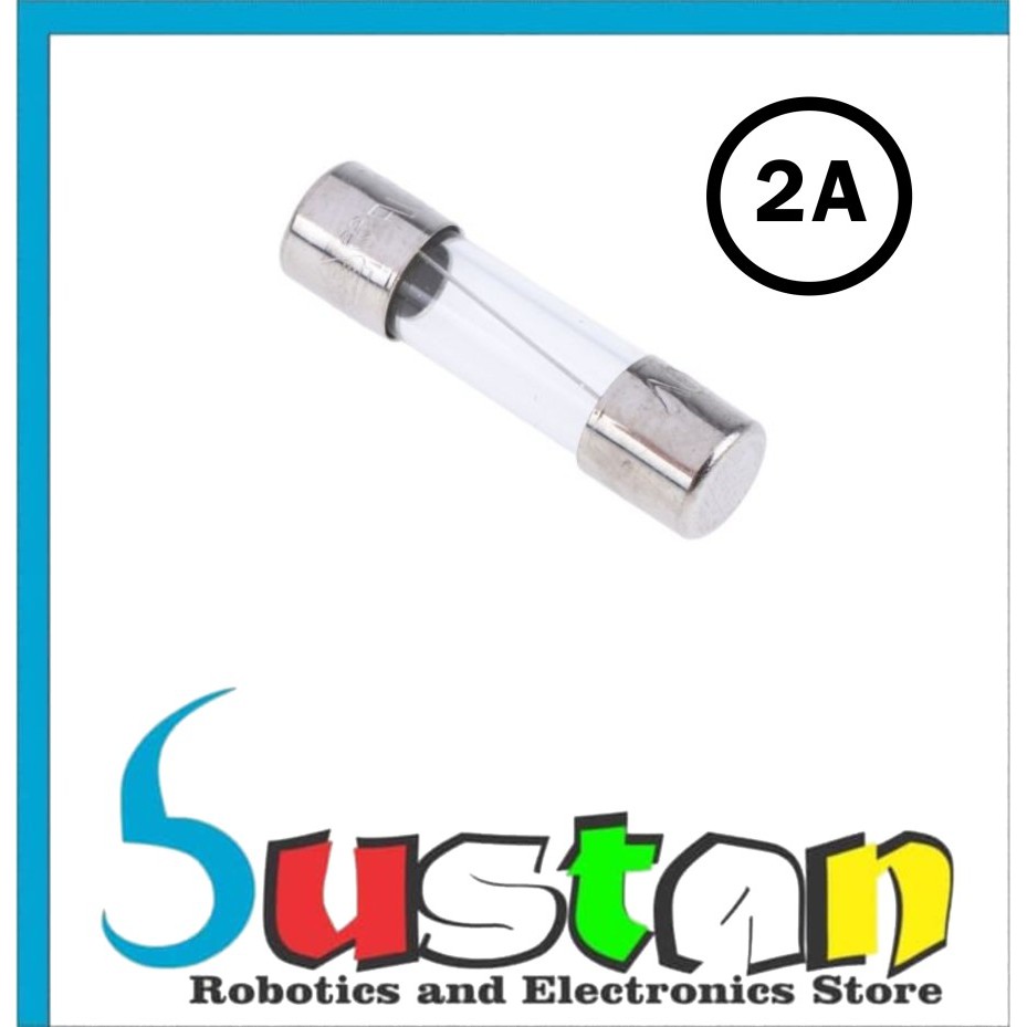 FUSE 2A 2 CAMPERE DIAMETER 5MM SMALL GLASS FUSE 20MM LENGTH